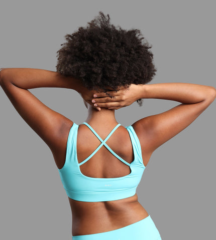 Cross Back Bras - Crystal Blue
