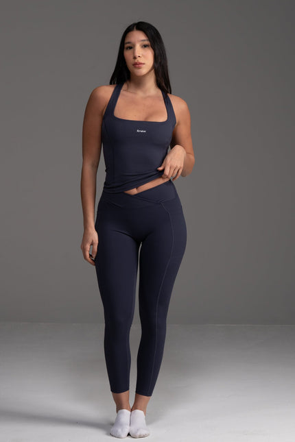 Soft Active V-Waist Pocket Legging in Navy Blue
