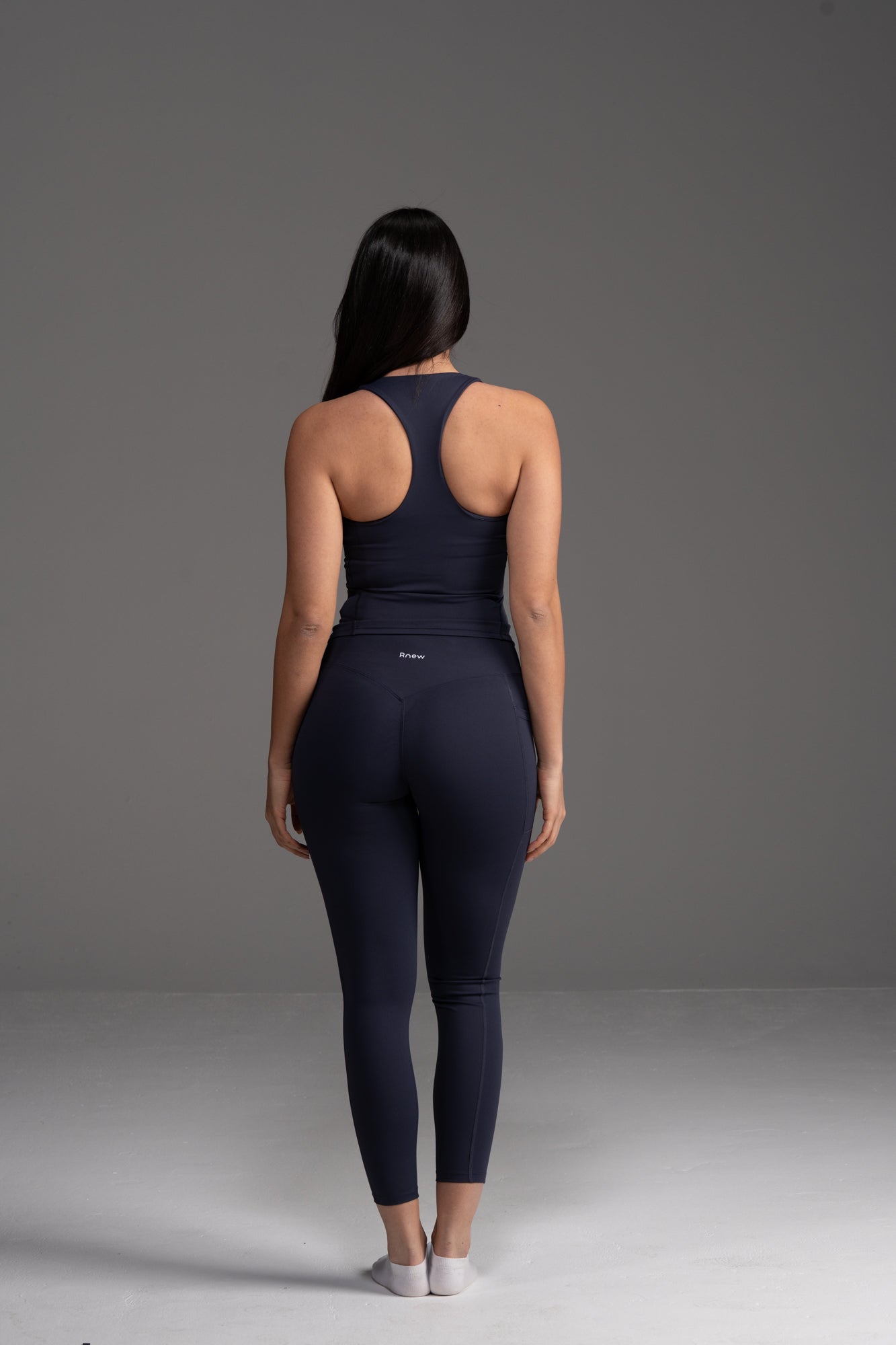 Soft Active U-Neck Top In Navy Blue