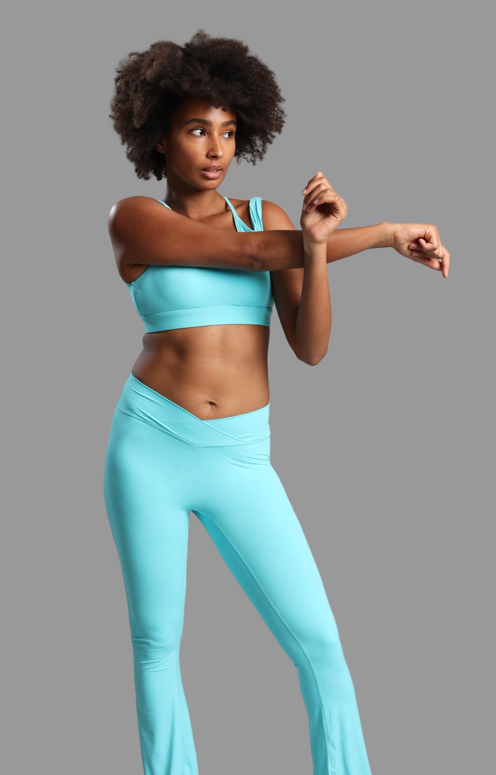 V Waist Flare Legging - Crystal Blue